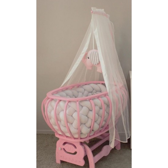 Bebbe Wooden Basket Crib Pink